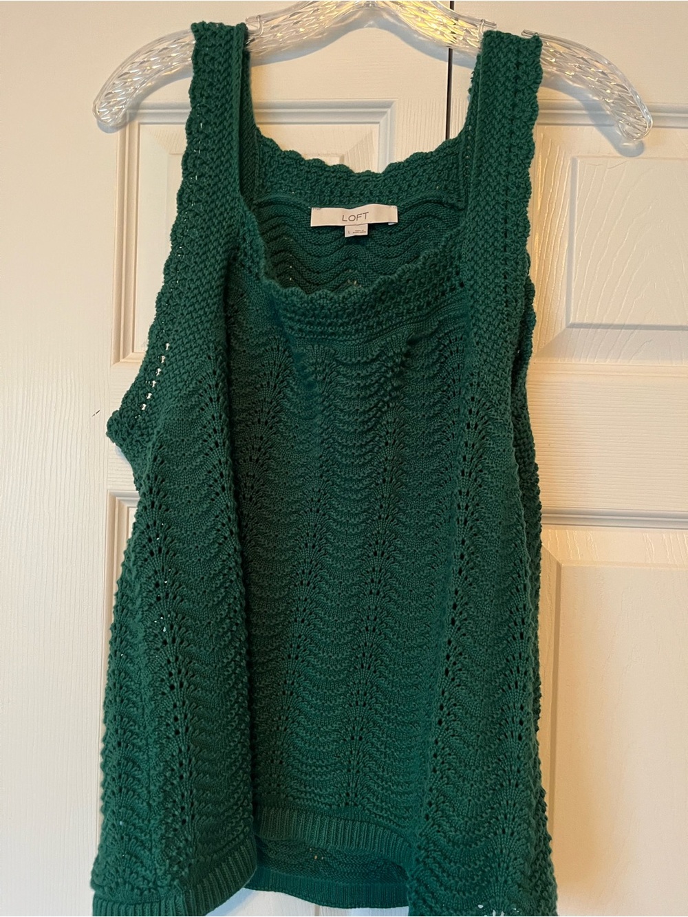 LOFT Teal Green Crochet Scoop-Style Tank